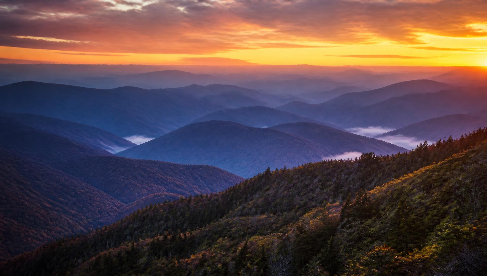 Blue Ridge Mountains at golden hour